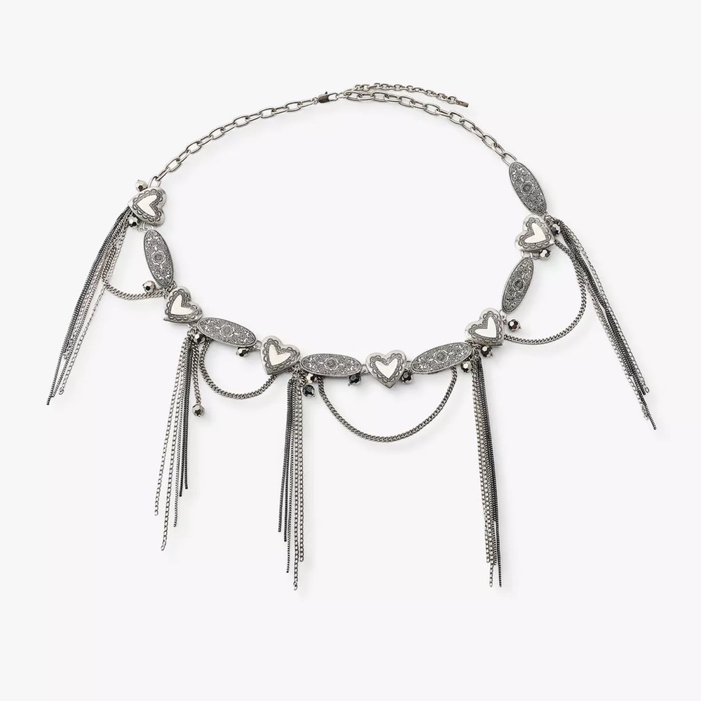 Zara NWT heart metal chain belt silver 1011/246 - Picture 5 of 9